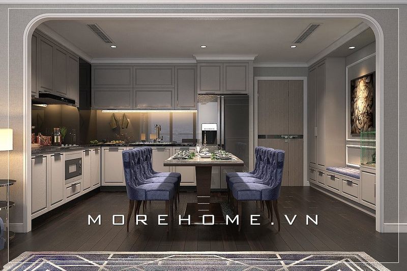 Mẫu bàn ăn gỗ tự nhiên, với thiết kế tân cổ điển thể hiện sự đẳng cấp ngay từ các mẫu nội thất